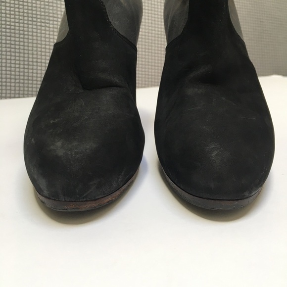 rag & bone Gray Leather Black Suede Heeled Booties - Picture 7 of 13